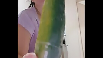 Anal Masturbation With A Cucumber And Spit