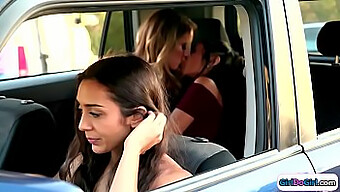 Watch Two Girls Make Out In A Car