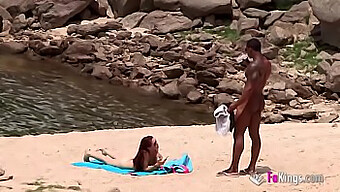 Black Amateur Gets A Blowjob On A Nudist Beach