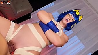 Η Ερασιτεχνική Κοπέλα Cosplay Ankha Παίρνει Τον Κώλο Της Γαμημένο