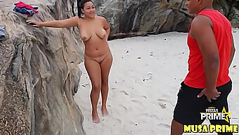 Watch As A Young 18-Year-Old Gets Her Pussy Licked And Fingered By A Big Cock In The Sand On A Rio De Janeiro Beach