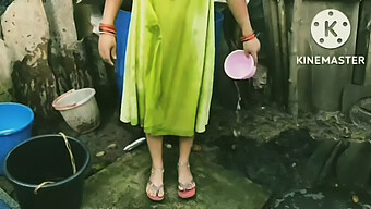 Indian Aunty Takes A Bath In The Great Outdoors