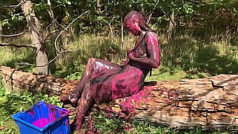 A Sexy Girl Gets Dirty And Messy In Pink